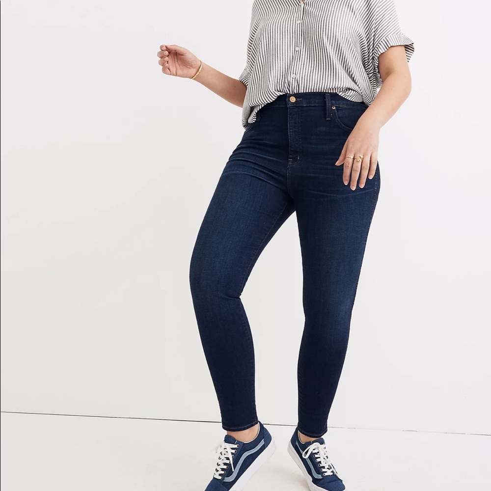 Madewell High Riser Skinny Jeans, Dark Blue Denim Wash, size 30